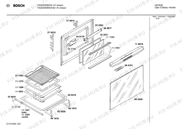 Схема №1 HGE650WAA с изображением Панель для духового шкафа Bosch 00282697