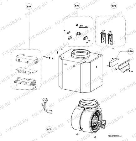 Взрыв-схема вытяжки Electrolux EFC90420X - Схема узла Section 5