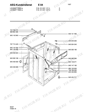 Взрыв-схема стиральной машины Aeg LAV75600-W - Схема узла Housing 001