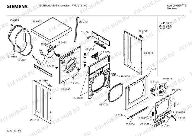 Схема №3 WTXL721K EXTRAKLASSE Champion с изображением Инструкция по установке и эксплуатации для электросушки Siemens 00585868