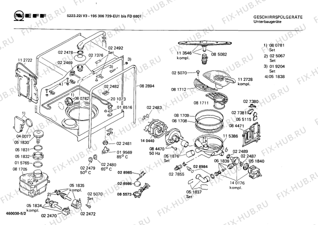 Схема №3 195306729 5223.22IV3 с изображением Панель для посудомоечной машины Bosch 00118828