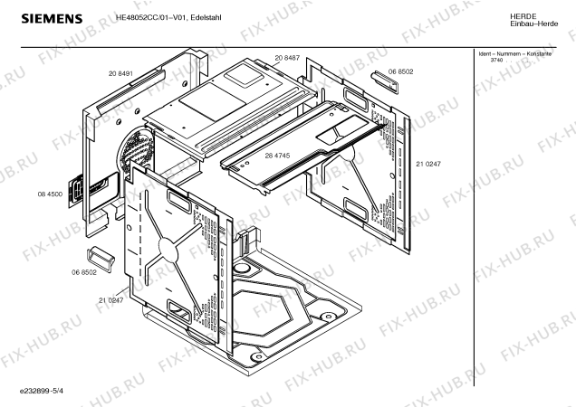 Взрыв-схема плиты (духовки) Siemens HE48052CC - Схема узла 04