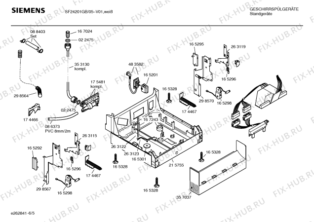 Взрыв-схема посудомоечной машины Siemens SF24201GB - Схема узла 05