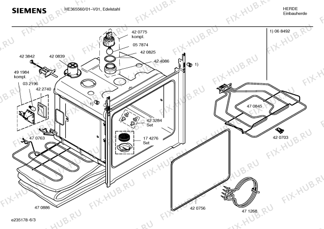 Взрыв-схема плиты (духовки) Siemens HE365560 - Схема узла 03