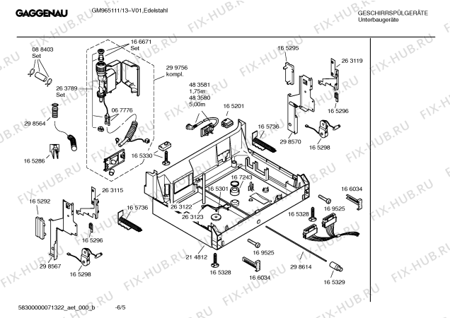 Взрыв-схема посудомоечной машины Gaggenau GM965111 - Схема узла 05