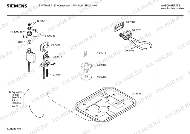 Схема №1 WM71271EU SIWAMAT 7127 Aquasensor с изображением Ручка для стиральной машины Siemens 00264458