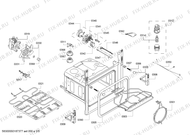 Взрыв-схема плиты (духовки) Bosch HBB64C350F H.BO.PY.C3D.IN.CARRO.B3/.X.E3_COT/ - Схема узла 03