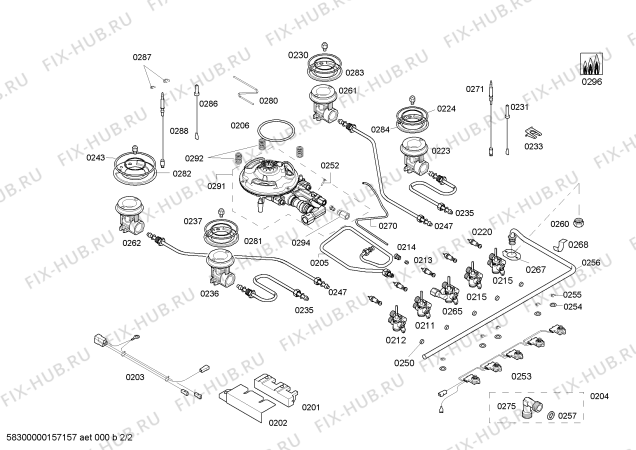 Взрыв-схема плиты (духовки) Gaggenau CG290111F 4G+1W (CENTRAL) C90F GG - Схема узла 02