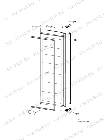 Взрыв-схема холодильника Husqvarna Electrolux QT3645W - Схема узла C10 Door