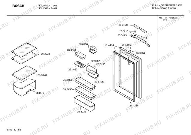 Взрыв-схема холодильника Bosch KIL1540 - Схема узла 02