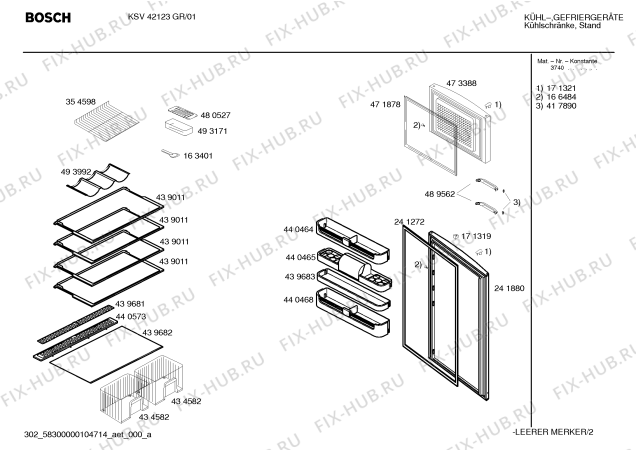Взрыв-схема холодильника Bosch KSV42123GR - Схема узла 02