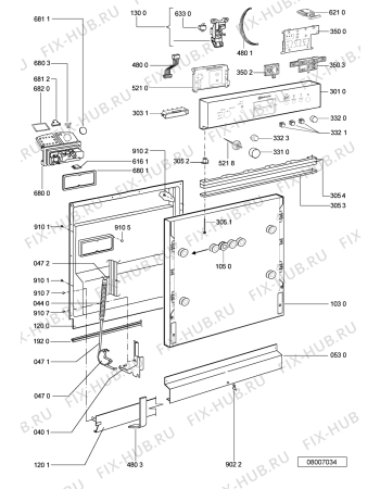 Схема №1 GSIK 6528/1 WS с изображением Панель для посудомоечной машины Whirlpool 481245373774