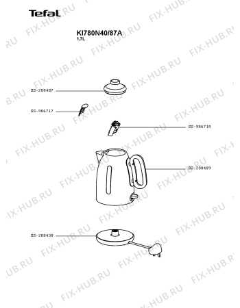 Схема №1 KI780N40/87A с изображением Крышечка для электрочайника Tefal SS-208487