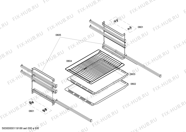 Взрыв-схема плиты (духовки) Siemens HB33U550 - Схема узла 06