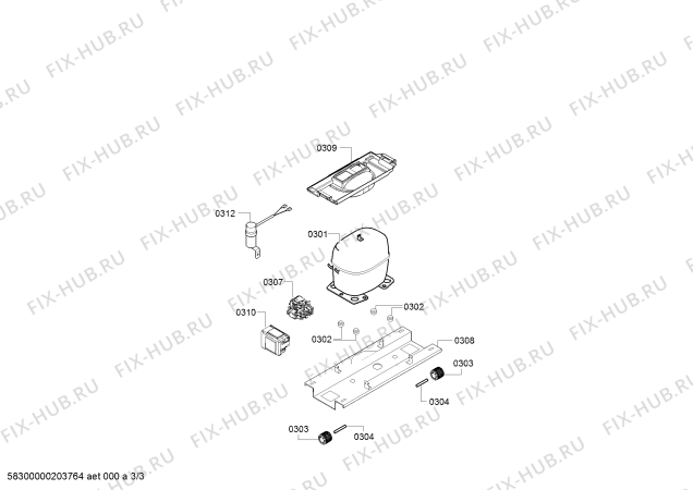 Взрыв-схема холодильника Bosch KGV33UW206, Bosch - Схема узла 03