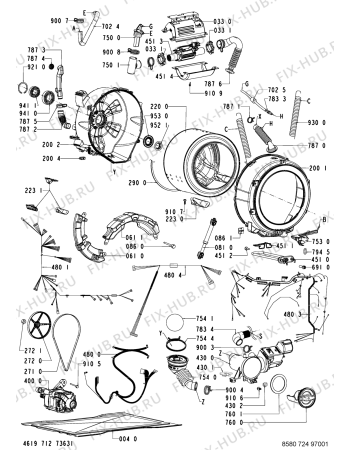 Схема №1 727 WT/CR с изображением Электропроводка для стиралки Whirlpool 481232178393