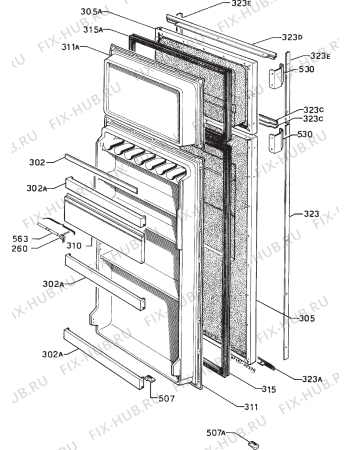 Взрыв-схема холодильника Zanussi PLB230/2T - Схема узла Door 003