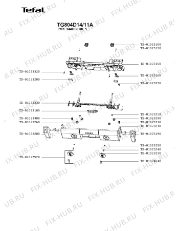 Взрыв-схема гриля Tefal TG804D14/11A - Схема узла RP005852.7P2