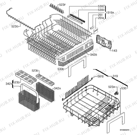 Взрыв-схема посудомоечной машины Rex Electrolux VISI - Схема узла Basket 160