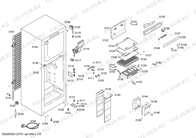 Схема №1 KDN40X70NE с изображением Дверь морозильной камеры для холодильной камеры Bosch 00478737