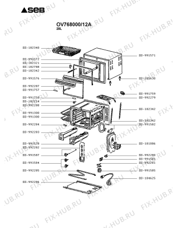 Схема №1 OV768000/12A с изображением Запчасть для плиты (духовки) Seb SS-992280