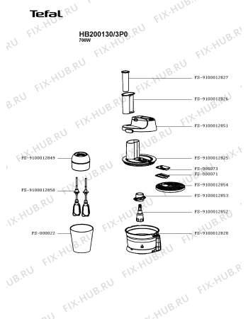 Схема №1 HB200130/3P0 с изображением Объединение для электромиксера Tefal FS-9100012843