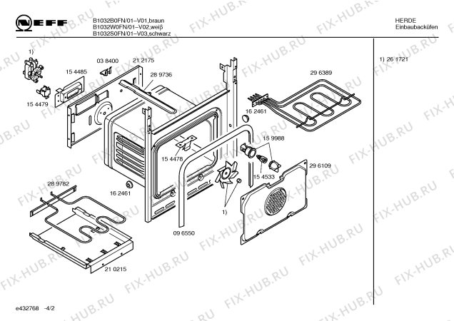 Схема №1 B1032W0FN с изображением Инструкция по эксплуатации для плиты (духовки) Bosch 00519504