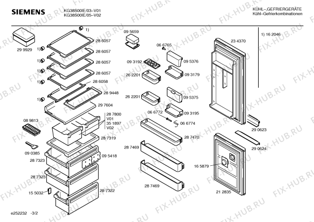 Схема №2 KG38S00IE с изображением Инструкция по эксплуатации для холодильника Siemens 00520039