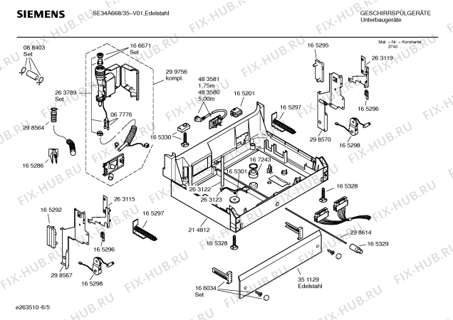 Взрыв-схема посудомоечной машины Siemens SE34A668 Extraklasse - Схема узла 05