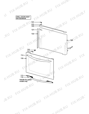 Взрыв-схема плиты (духовки) Electrolux EDB705S - Схема узла H10 Grill door assy