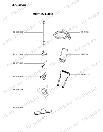 Взрыв-схема пылесоса Rowenta RH7655IA/4Q0 - Схема узла WP004074.8P2