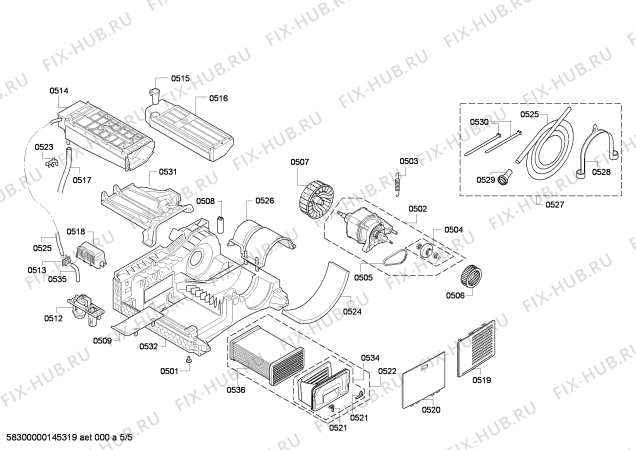 Взрыв-схема сушильной машины Bosch WTE84101TR - Схема узла 05