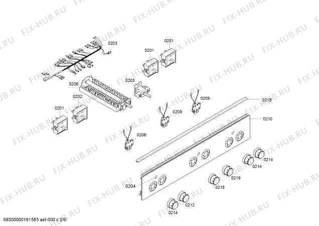 Взрыв-схема плиты (духовки) Bosch HCA623120R - Схема узла 02