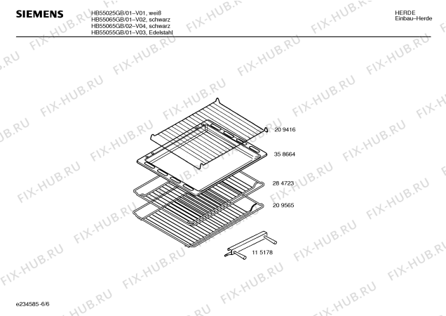Взрыв-схема плиты (духовки) Siemens HB55065GB - Схема узла 06