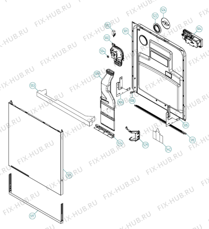 Взрыв-схема посудомоечной машины Asko D5233 FI AU   -Titanium FI #1065233116 (338781, DW70.3) - Схема узла 05