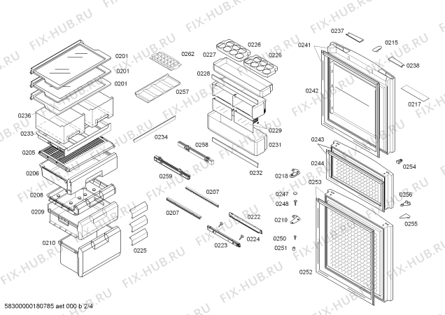 Схема №1 KK28A1860W с изображением Ящик для холодильной камеры Siemens 11003109