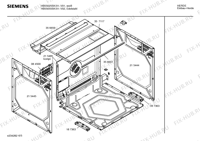 Взрыв-схема плиты (духовки) Siemens HB55025SK - Схема узла 05