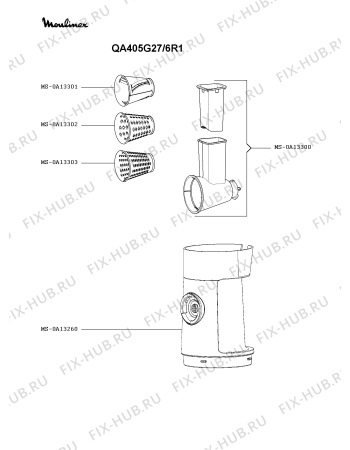 Взрыв-схема кухонного комбайна Moulinex QA405G27/6R1 - Схема узла RP004711.5P4