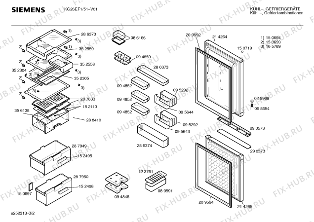 Схема №2 KG26EF1 с изображением Дверь для холодильника Siemens 00214265