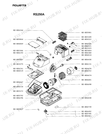 Взрыв-схема пылесоса Rowenta RS250A - Схема узла RS250A__.FR1