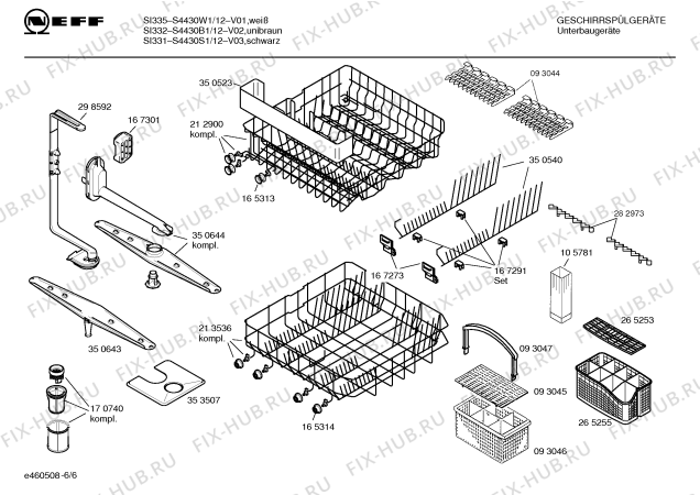 Взрыв-схема посудомоечной машины Neff S4430S1 SI331 - Схема узла 06