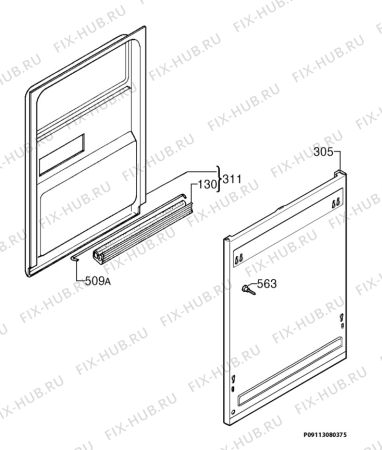 Взрыв-схема посудомоечной машины Electrolux ESI44500XR - Схема узла Door 003