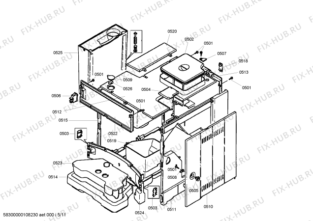 Схема №4 TK68E570 с изображением Панель для кофеварки (кофемашины) Siemens 00444426