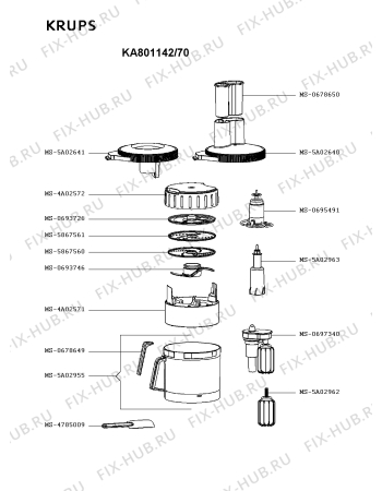 Взрыв-схема кухонного комбайна Krups KA801142/70 - Схема узла MP002965.0P2