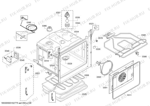 Взрыв-схема плиты (духовки) Bosch HBL36B651 - Схема узла 03