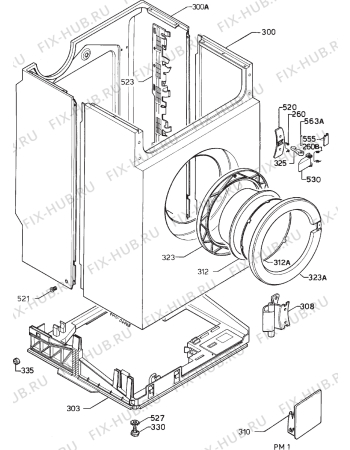 Взрыв-схема стиральной машины Zanussi WDT1070 - Схема узла Cabinet + armatures