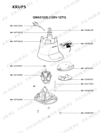 Взрыв-схема блендера (миксера) Krups GMA312(0) - Схема узла OP001305.6P2