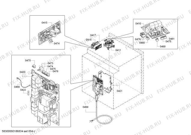 Взрыв-схема плиты (духовки) Siemens CN838GRS1B - Схема узла 04