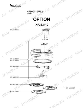 Взрыв-схема кухонного комбайна Moulinex HF900110/702 - Схема узла WP005763.2P5