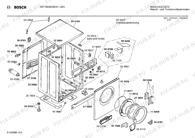 Взрыв-схема стиральной машины Bosch WFT8030GB WFT8030 - Схема узла 02